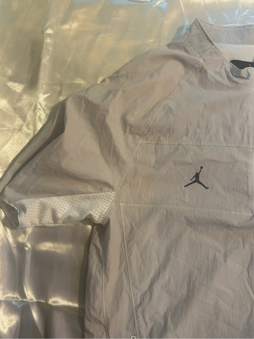 Jordan White Men's Half-Zip Windbreaker with Navy 'M'